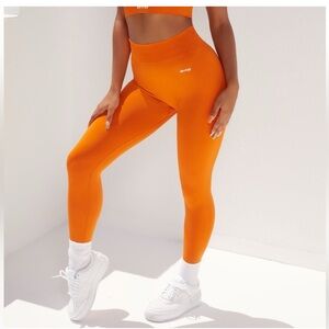 Bo + Tee Short Sleeve Orange Crop Top and Legging Workout Set